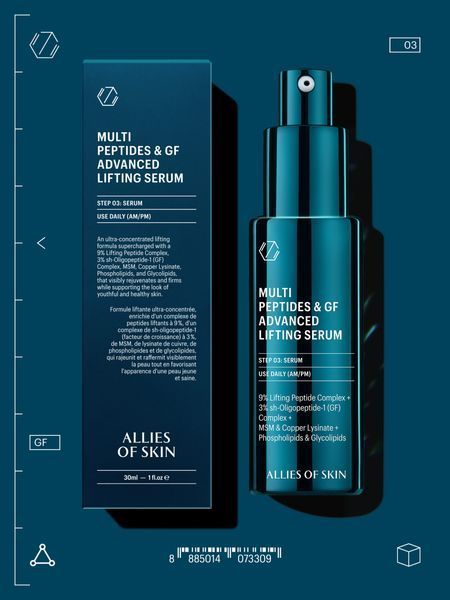 Мультипептидна сироватка з ефектом ліфтингу Allies of Skin Multi Peptides & GF Advanced Lifting Serum, 7 ml AOS16 фото