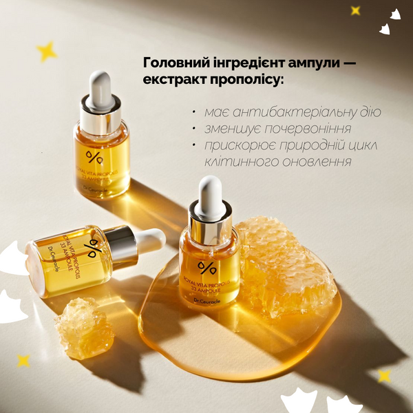 Ампульна сироватка з екстрактом прополісу Dr. Ceuracle Royal Vita Propolis 33 Ampoule DC02 фото
