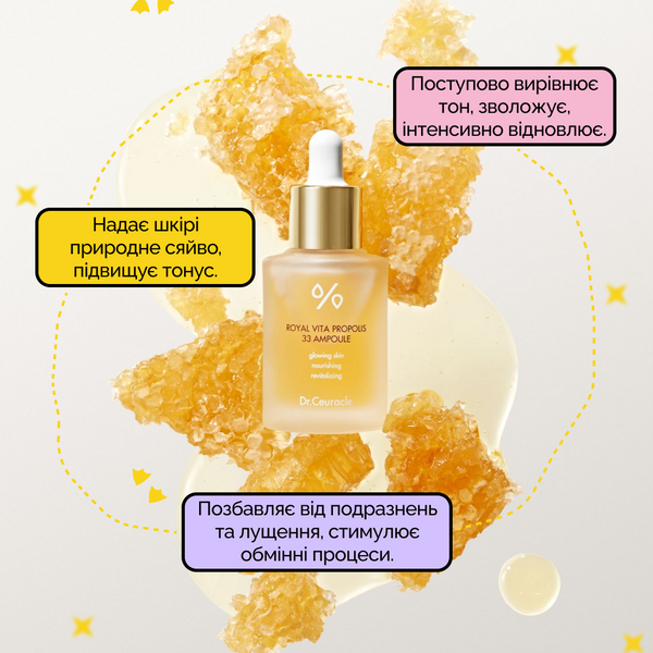 Ампульна сироватка з екстрактом прополісу Dr. Ceuracle Royal Vita Propolis 33 Ampoule DC02 фото