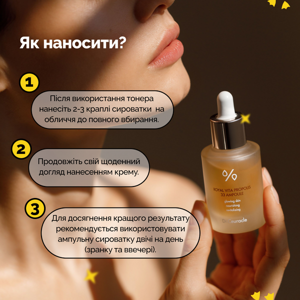 Ампульна сироватка з екстрактом прополісу Dr. Ceuracle Royal Vita Propolis 33 Ampoule DC02 фото