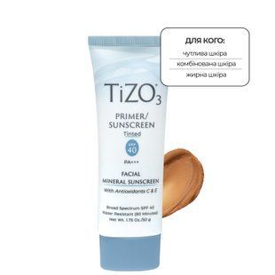 Сонцезахисний крем-праймер з відтінком TiZO 3 Facial Primer Sunscreen Tinted SPF 40 PA+++ TZ04 фото